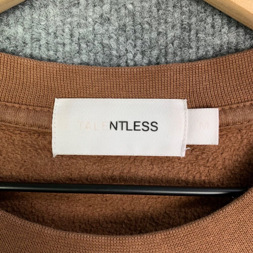 Talentless Crew Neck‎ Pullover Long Sleeves Sweatshirt Women Heavyweight Brown M - Picture 8 of 8